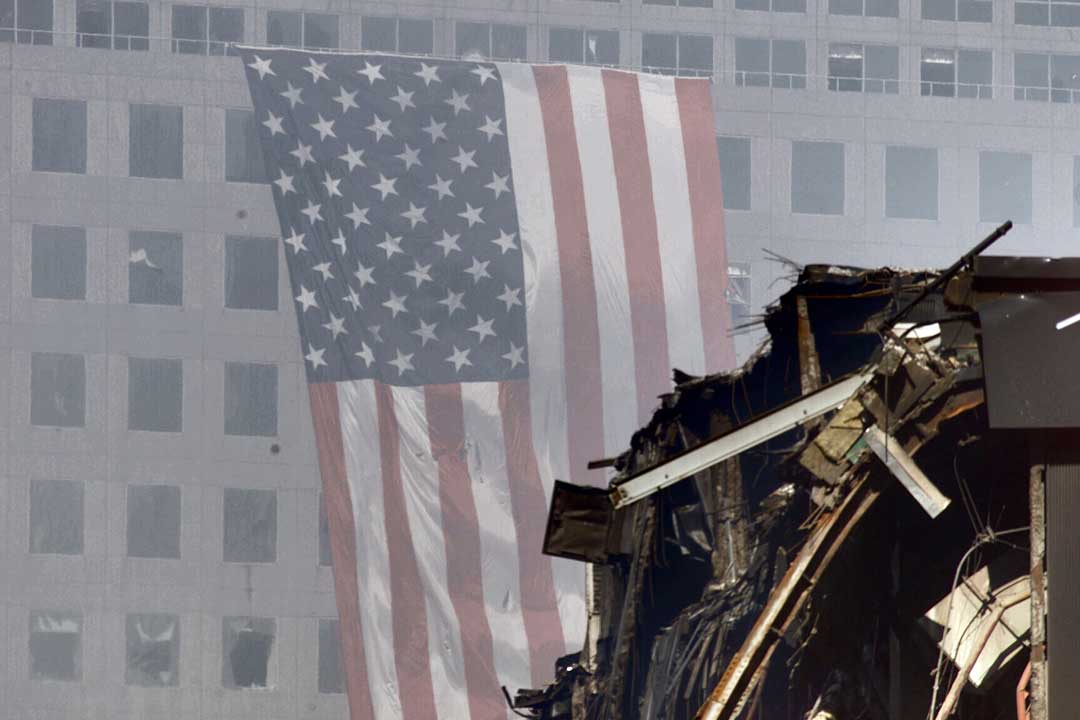 Resterna av en sargat nation efter terrorattackerna i New York 11 september 2001. Foto:Björn Olsson